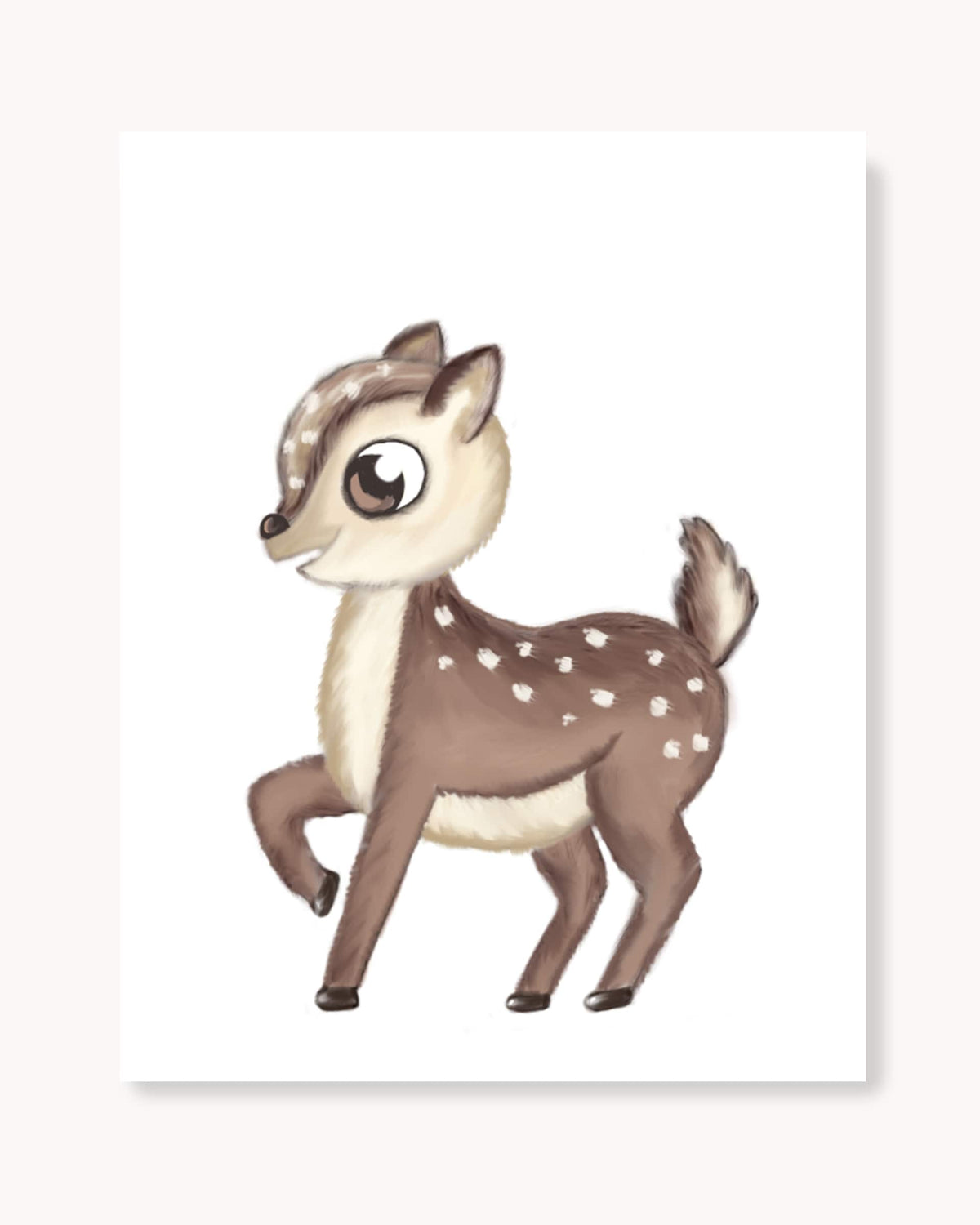 Hand drawn woodland nursery decor wall art poster cute deer baby animal 